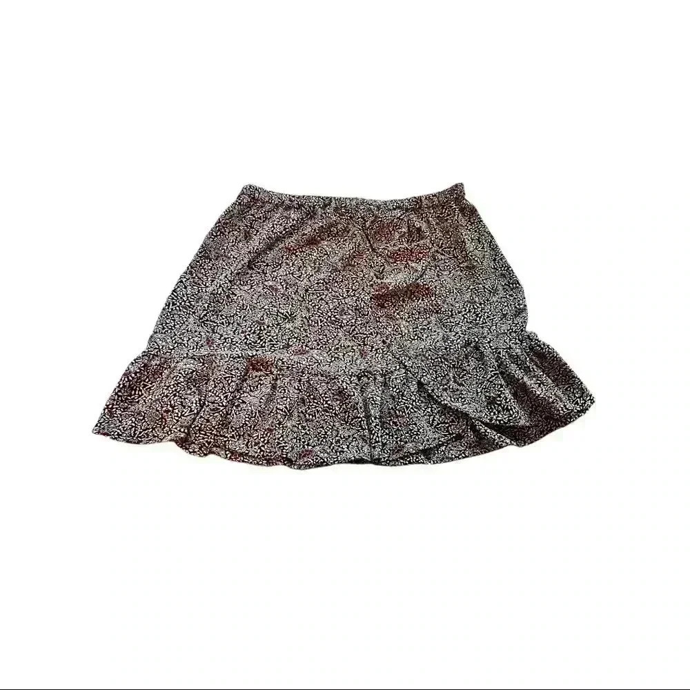 Women’s Michael Kors | Printed Ruffled Skirt | Black/Burgundy/White